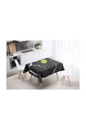 desen izmir ozel dikisli dijital baskili siyah mermer masa ortusu 130x170 cm 4 6 kisilik fiyati yorumlari trendyol