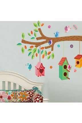 Renkli Kuş Evleri Ev Salon Bebek Ve Çocuk Odası Duvar Dekoru Duvar Çıkartması SK-233