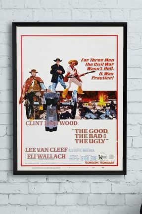 The Good The Bad And The Ugly-iyi Kötü Ve Çirkin Film Afişi Çerçeveli Tablo 9 (50x70cm) PSTRMNYC10843