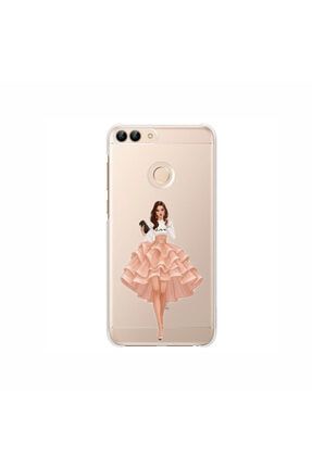 Huawei Psmart (2018) Uyumlu Pembe Etekli Kız Şeffaf Telefon Kılıfı MC3536