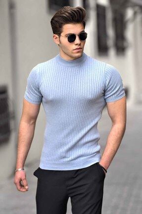 Trendyol Man Lacivert Erkek T Shirt Yarim Balikci Yaka Kisa Kollu Tmnaw19se0071 Trendyol