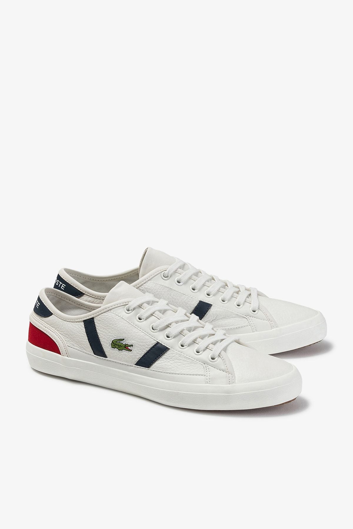 Lacoste Sideline 120 5 Cma Erkek Beyaz Lacivert Kirmizi Deri Ayakkabi 739cma0073 Trendyol