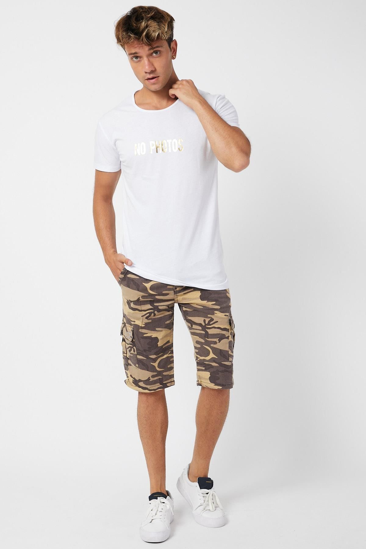 Serseri Slim Fit Yandan Cepli Esnek Kumas Erkek Kamuflaj Kargo Sort Trendyol