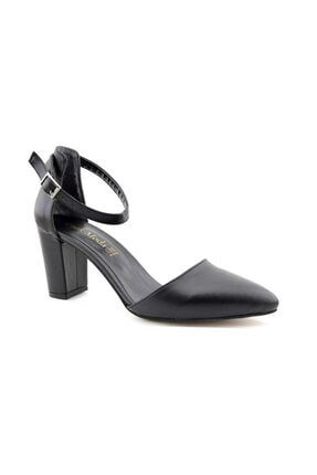 Park Moda K1905 Siyah Kadın Kalın Topuk Karnıyarık Bilekten Bağcıklı Sivri Burun Günlük Ayakkabı