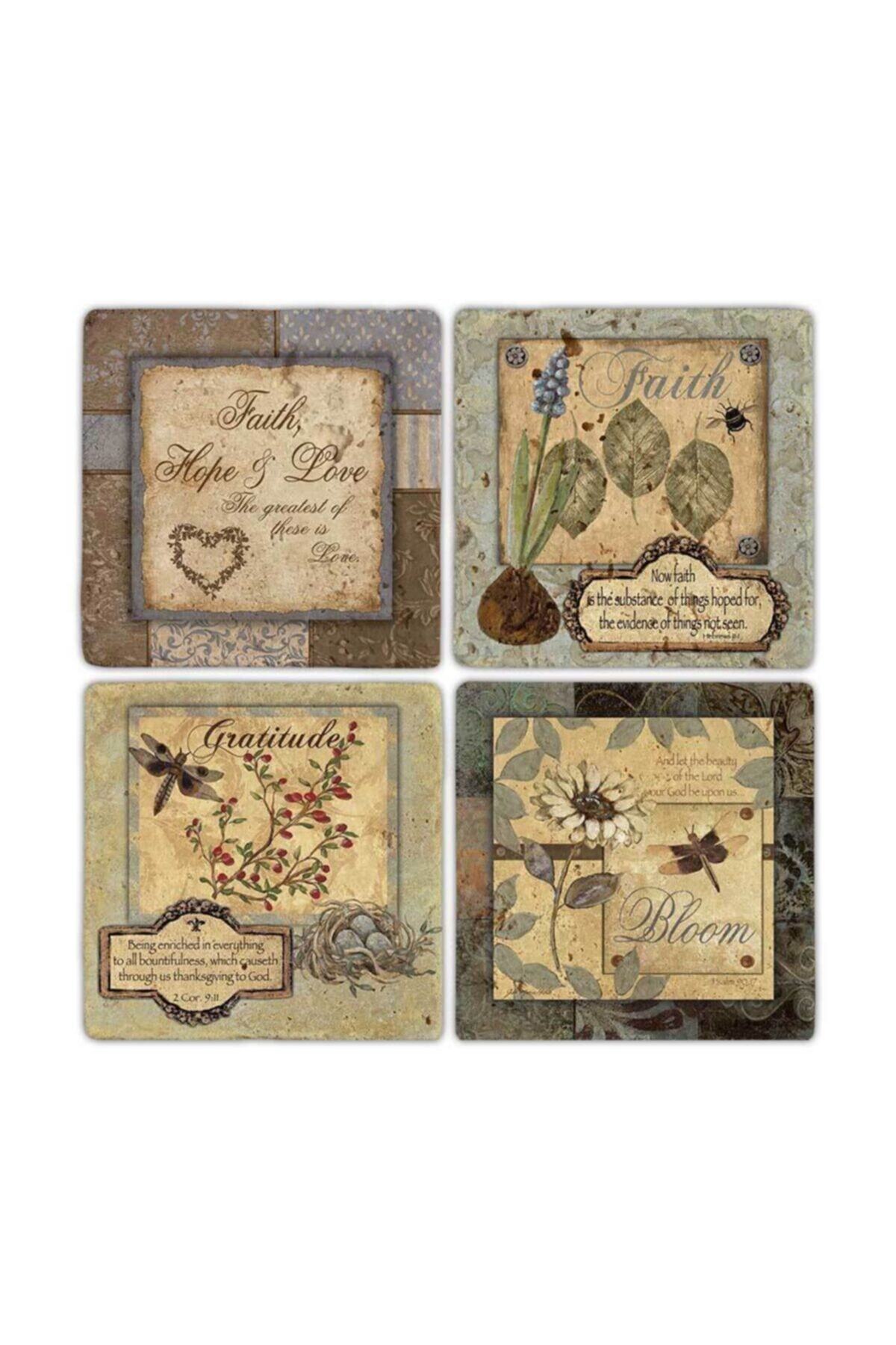 Oscar Stone Natural Stone Coaster- Set of 4 (10 cmx10 cm)