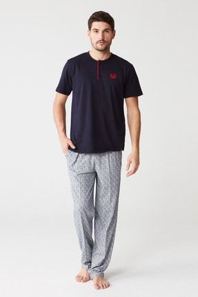 Mod Collection Erkek Lacivert Pijama Takimi Trendyol