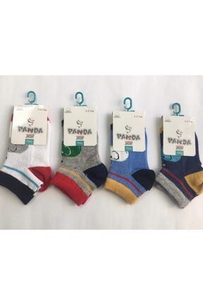 12'li Paket Erkek Bebek Penye Patik Çorap %100 Pamuk PANDABEBEK012
