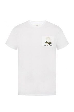 Erkek T-shirt Sıfır Yaka Logo Nakışlı Beyaz ZBTS2201AB062