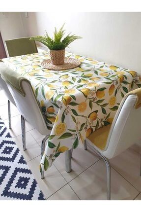 Saythink Limon Cicegi Desenli Dertsiz Mutfak Masa Ortusu 140cm X 140cm Trendyol