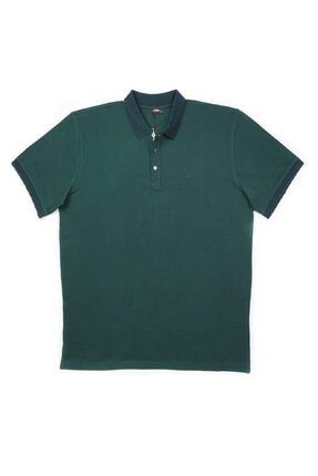 Büyük Beden Polo Yaka T-shirt 201BLP747-Yeşil