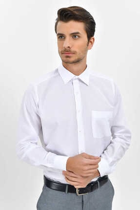 Picture of Desenli Klasik Beyaz Gömlek 19D190000156