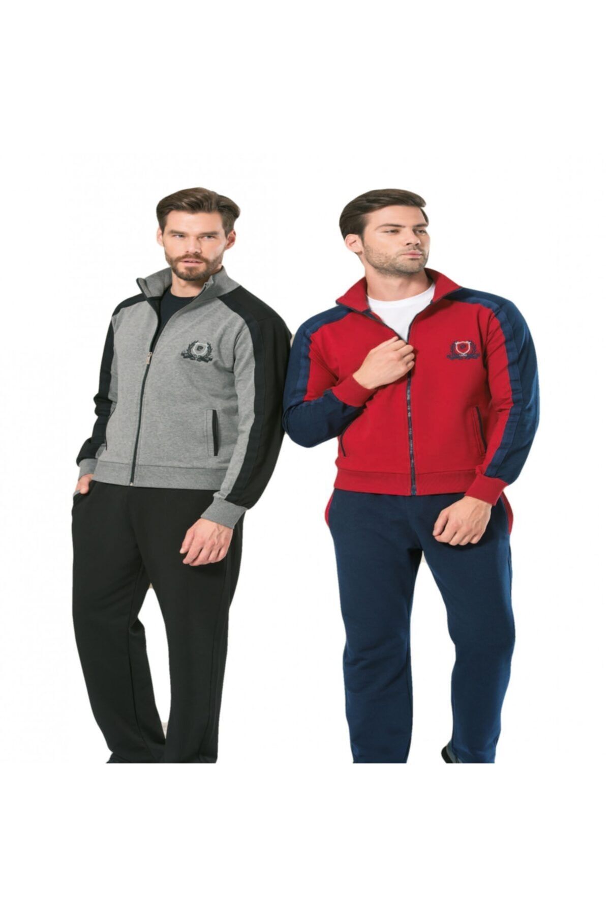 ست پیژامه قرمز مردانه لباس ورزشی 7045 اورجینال Pierre Cardin
