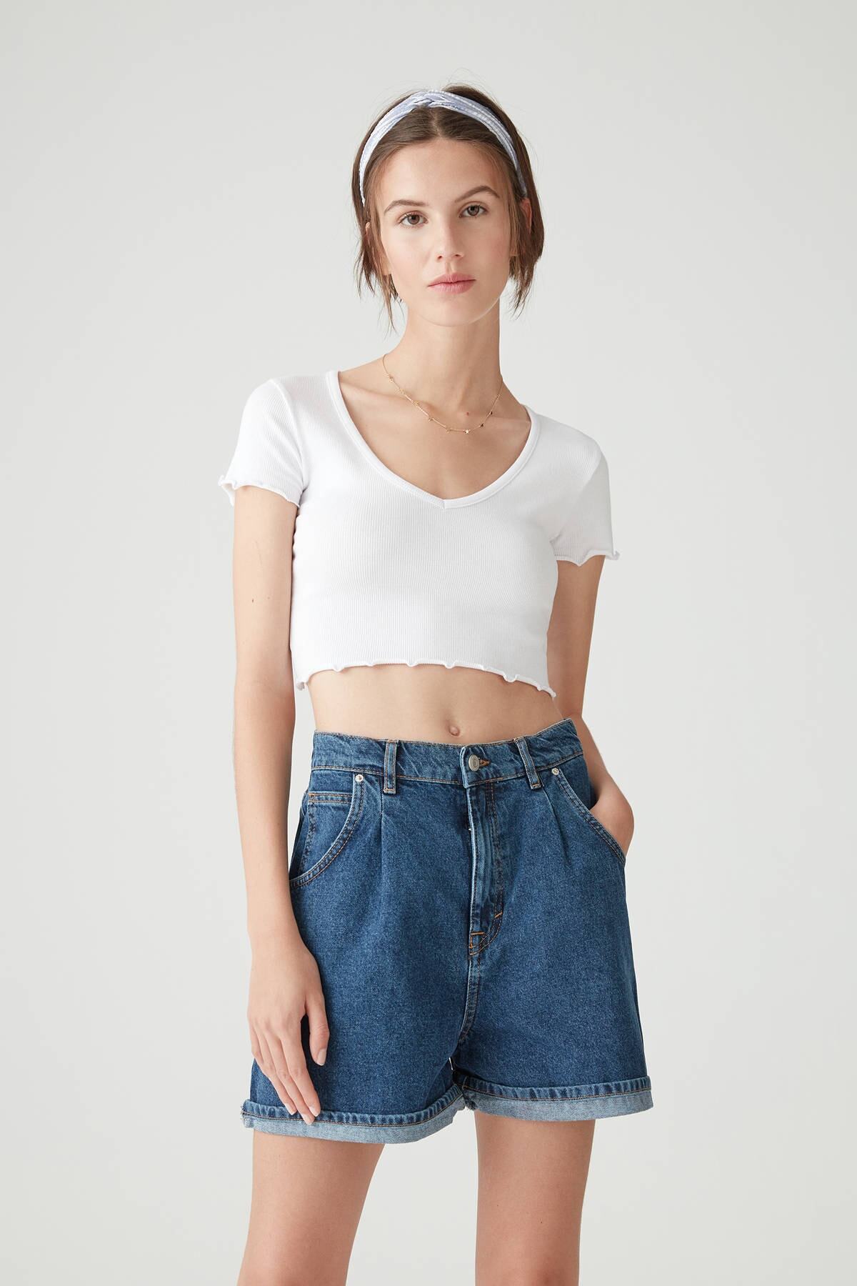pull bear kadin orta mavi loose fit