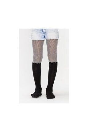 Gri-siyah Mini Hearts Kilotlu Çorap PCCPMHEG17SK-114