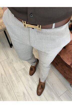 Terziademaltun Erkek Italyan Stil Slim Fit Kumas Pantolon Ekru T4813 Trendyol