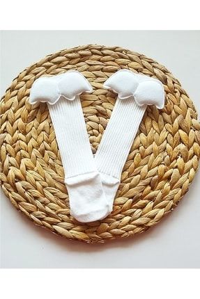 Kız Bebek Kanatlı Beyaz Diz Altı Çorap ASAKNT01NE