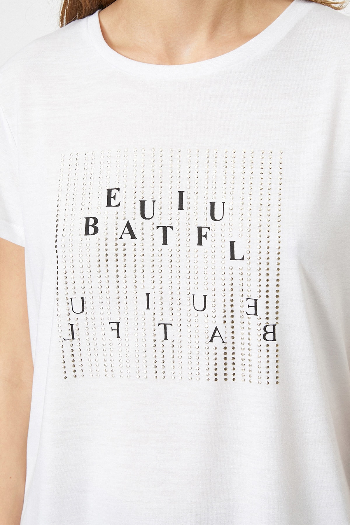 تیشرت زنانه سفید کوتون | 0YAK13892EK اورجینال - تصویر 5