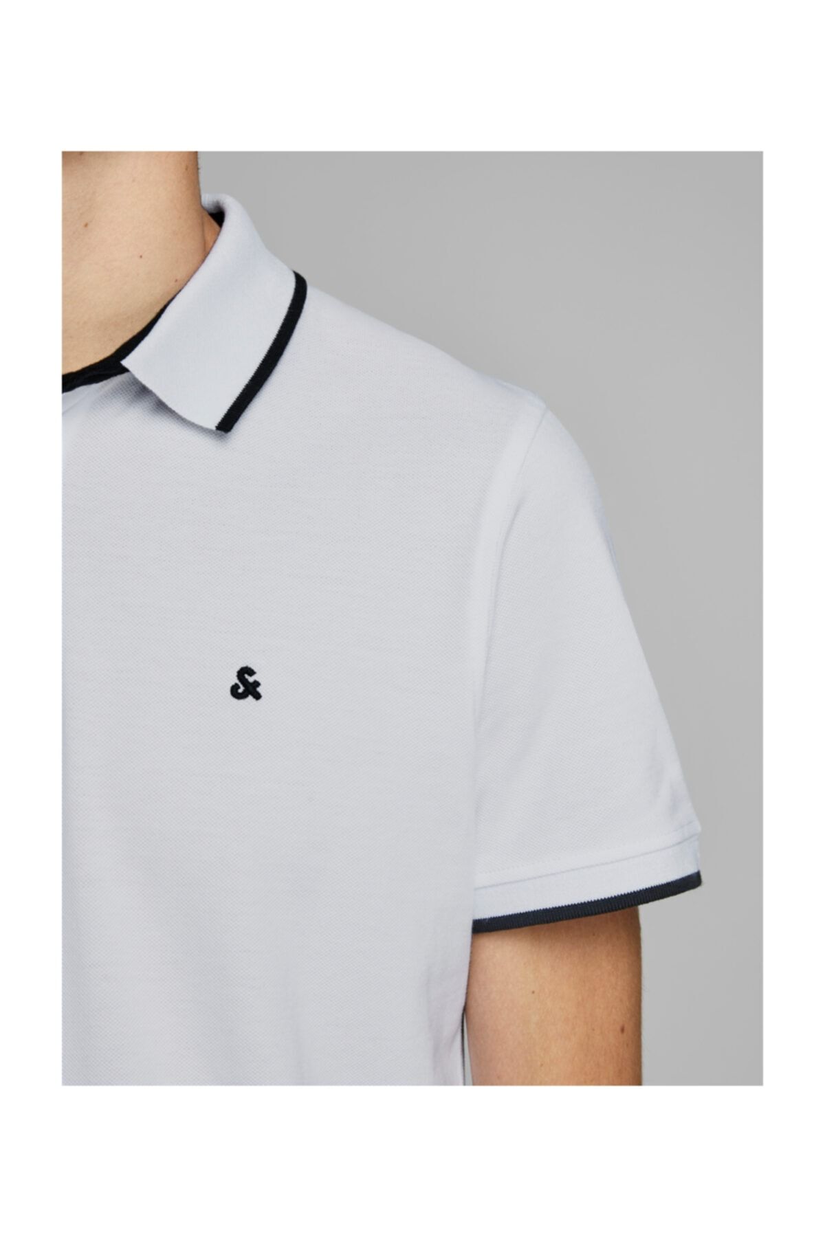 تی شرت یقه پولو سفید مردانه چوگان WHT Jack Jones Jack & Jones