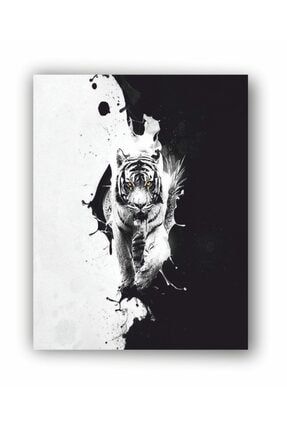 Kaplan Siyah Beyaz - Her Mekana Uygun Dekoratif Kanvas Tablo nes-504