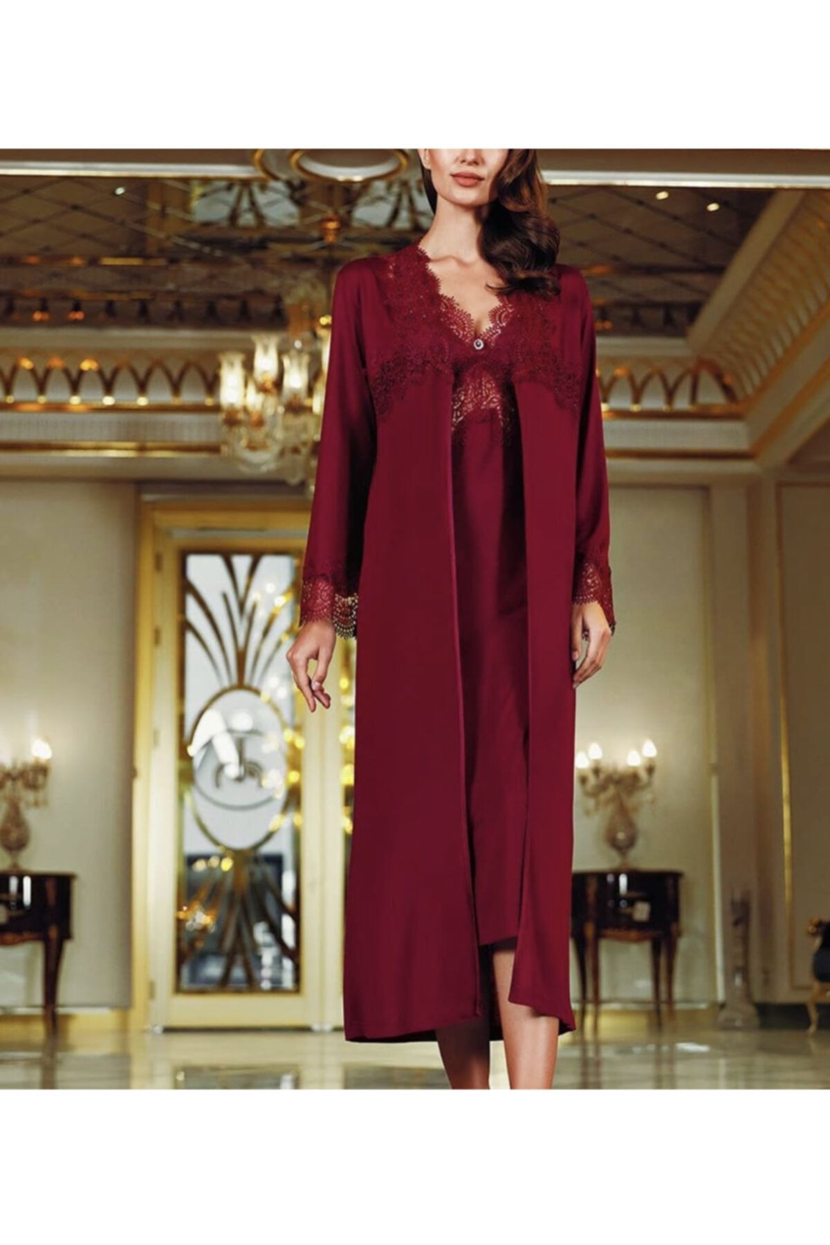 Full length nightgown best sale and robe set cotton