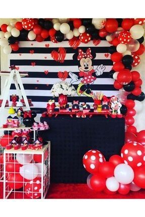 Meri Parti Mickey Mouse Konsept Siyah Kirmizi Beyaz Metalik Balon Puanteli Ve Balon Zinciri Trendyol
