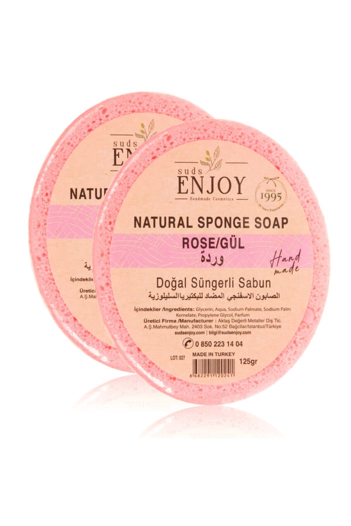 SUDSENJOY-Natural 2 Pieces Rose Handmade Sponge Body-Shower Soap 2x125gr Suds Enjoy 1