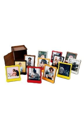 Ahşap Kutulu 12 Fotoğraflı Renkli Mini Polaroid Çerçeveler M20-1239-MD