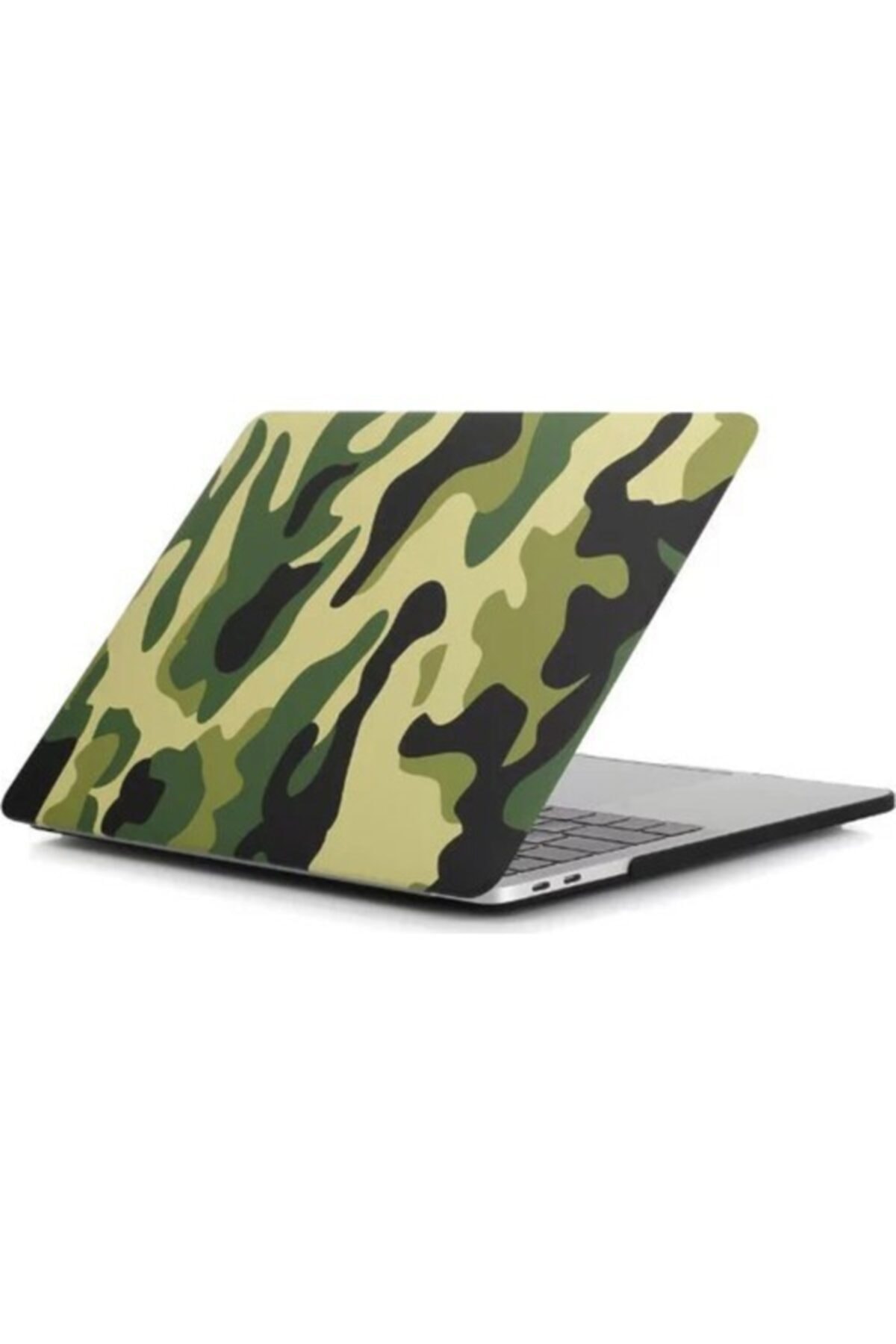 Macbook Retina 13'inç A1502 - A1425 Uyumlu 2in1 Yeşil Kamuflaj Desenli Mat Doku Kılıf