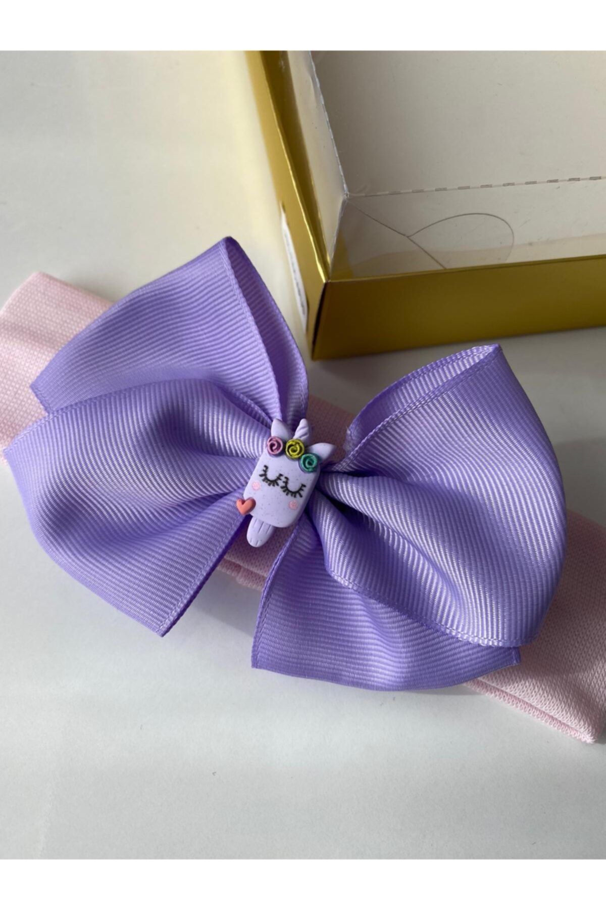 QUEEN AKSESUAR-Lilac Purple Bow Ribbon Pink Hair Band Ice Ice Cream Unicorn Baby Hair Band 2