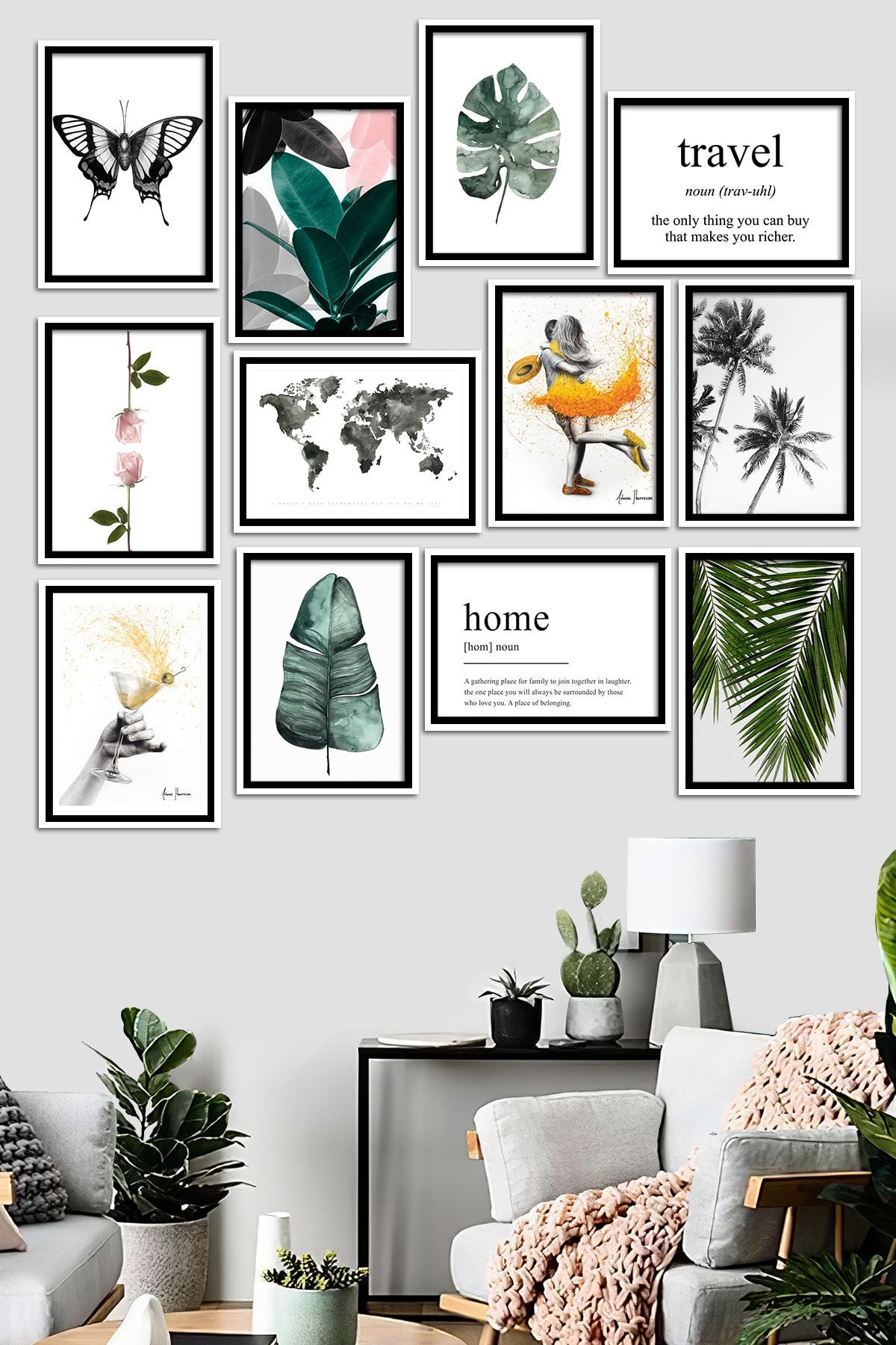 Kate Louise 12 Parca Cerceve Gorunumlu Mdf Tablo Seti 80x80 Cm Trendyol