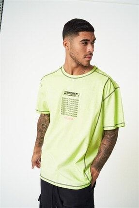 Machinist Erkek Neon Yesil Oversize Tisort Trendyol