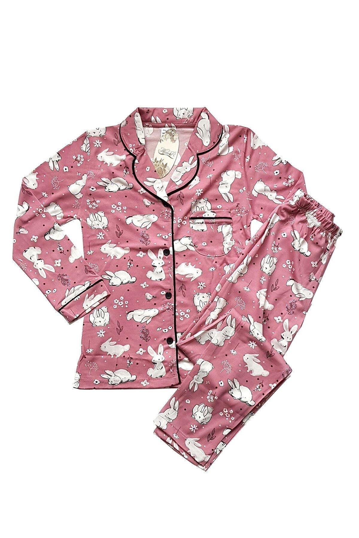 alimer gomlek yaka uzun kollu onden dugmeli kiz cocuk pijama takimi fiyati yorumlari trendyol