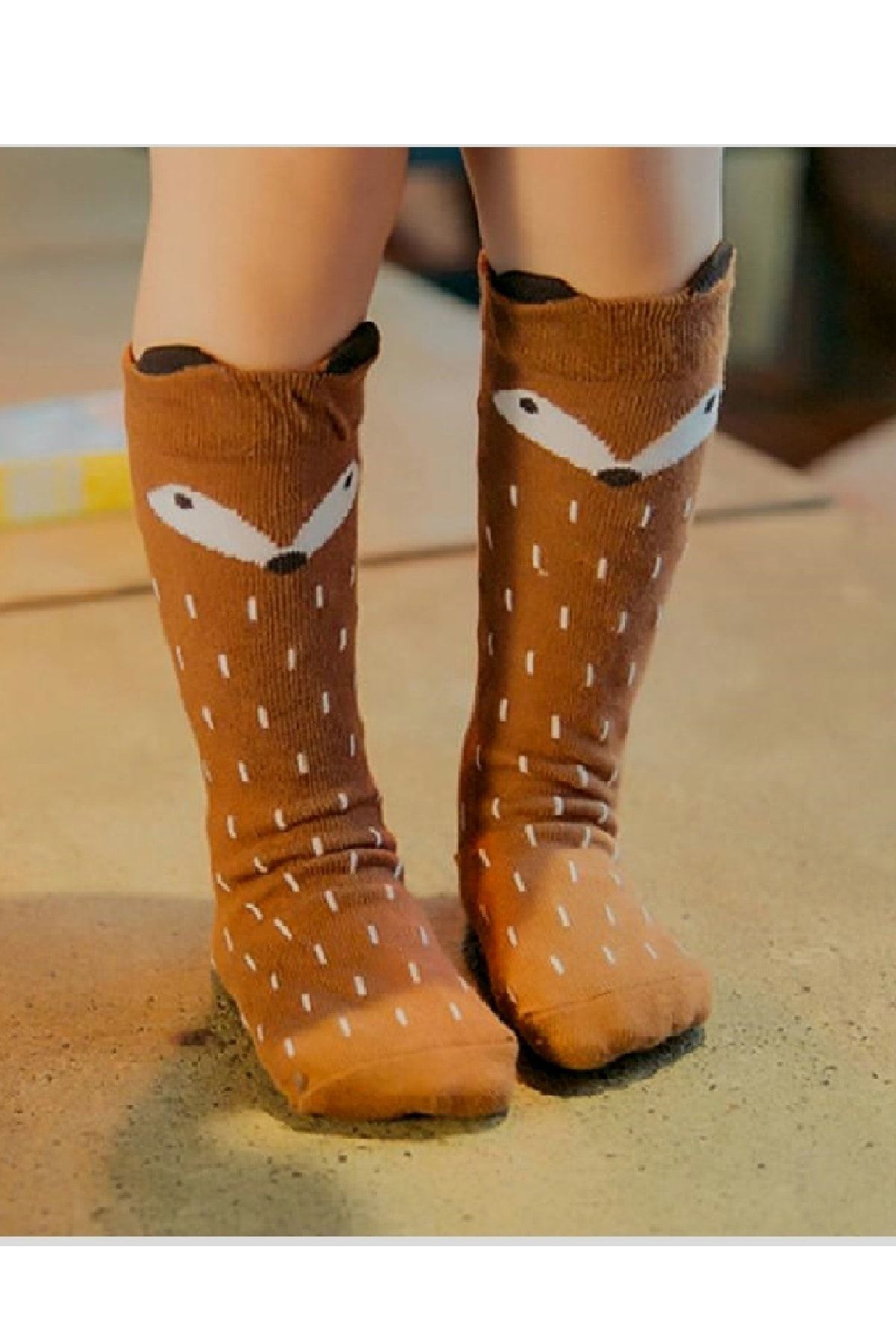 Asa Bebek Cocuk Tilki Desenli Unisex Bebek Diz Alti Corabi Trendyol