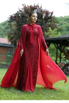 Kadın Kırmızı Pelerinli Vera Elbise BYZ2