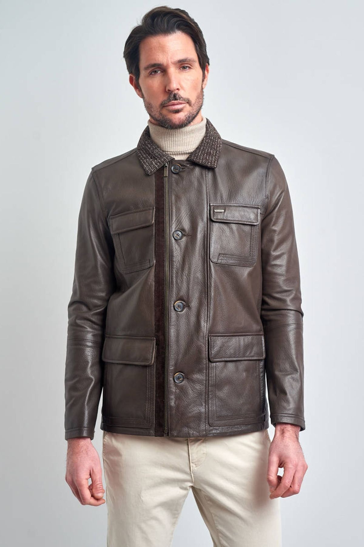 ژاکت مردانه قهوه ای پیرکاردین | PCE180701-1321 اورجینال - تصویر 2