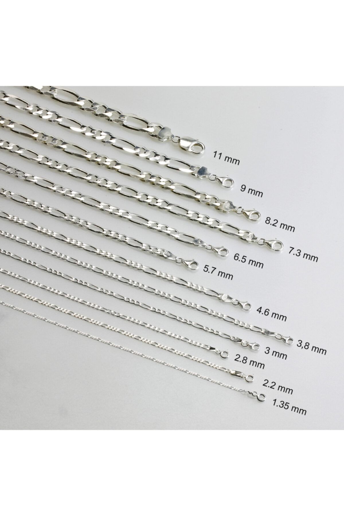 MELDİ Figaro Zincir Gümüş Kolye 60 Cm - 3 Mm SE7014
