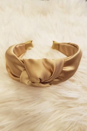 Kadın Gold Renk Saten Düğümlü Lüx Model Taç Saç Bandı BHT-0632