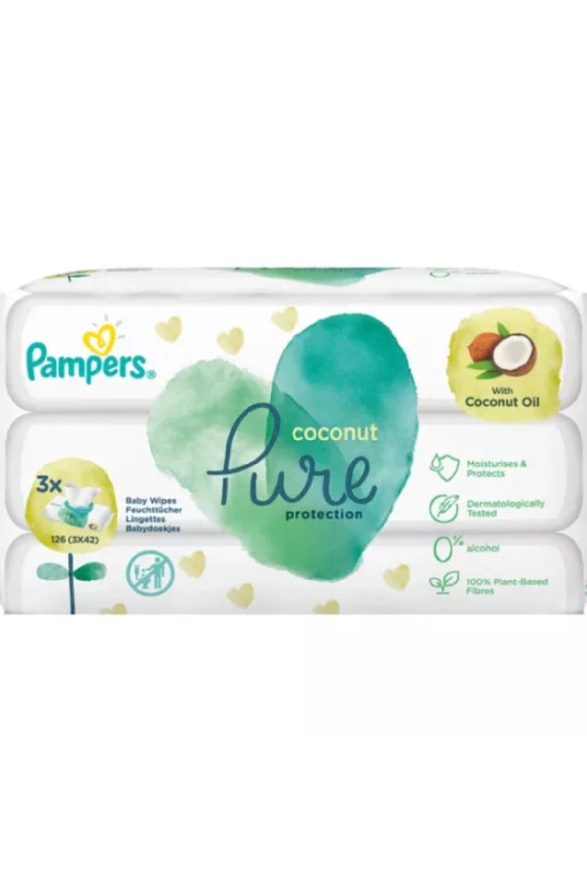 Prima Aqua Pure Coconut Islak Havlu Mendil 3'lü Paket 126 Yaprak