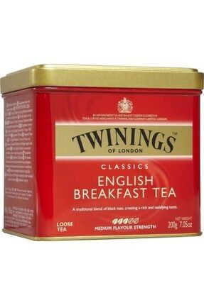 English Breakfast Tea Medium Flavour Tin 200gr Teneke Kutu Twinings200luKırmızıBardak