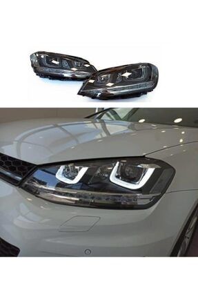 Volkswagen Golf 7 İçin Uyumlu U LED FAR SİLVER (2013-2018) OLEDGLFGTIFARS2