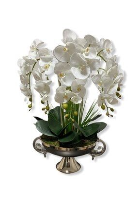 Yapay Islak Orkide Kulplu Kadeh Saksı Aranjmanı 1424352