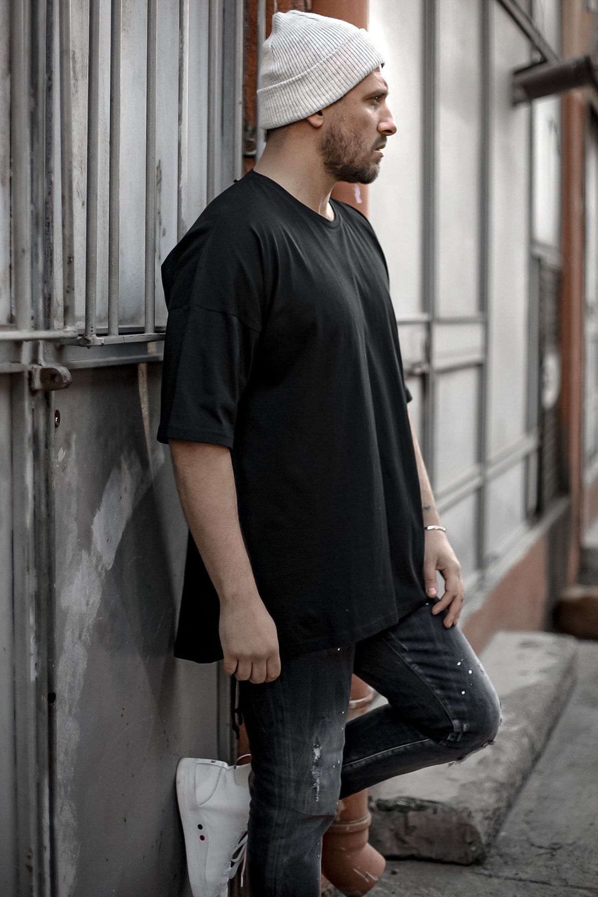 XHAN-Tricou cu fermoar negru pentru bărbați 1kxe1-44339-02 2