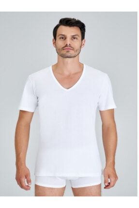 Erkek Beyaz Enrıco V Yaka 2'li T-shirt Atlet KEVA0144