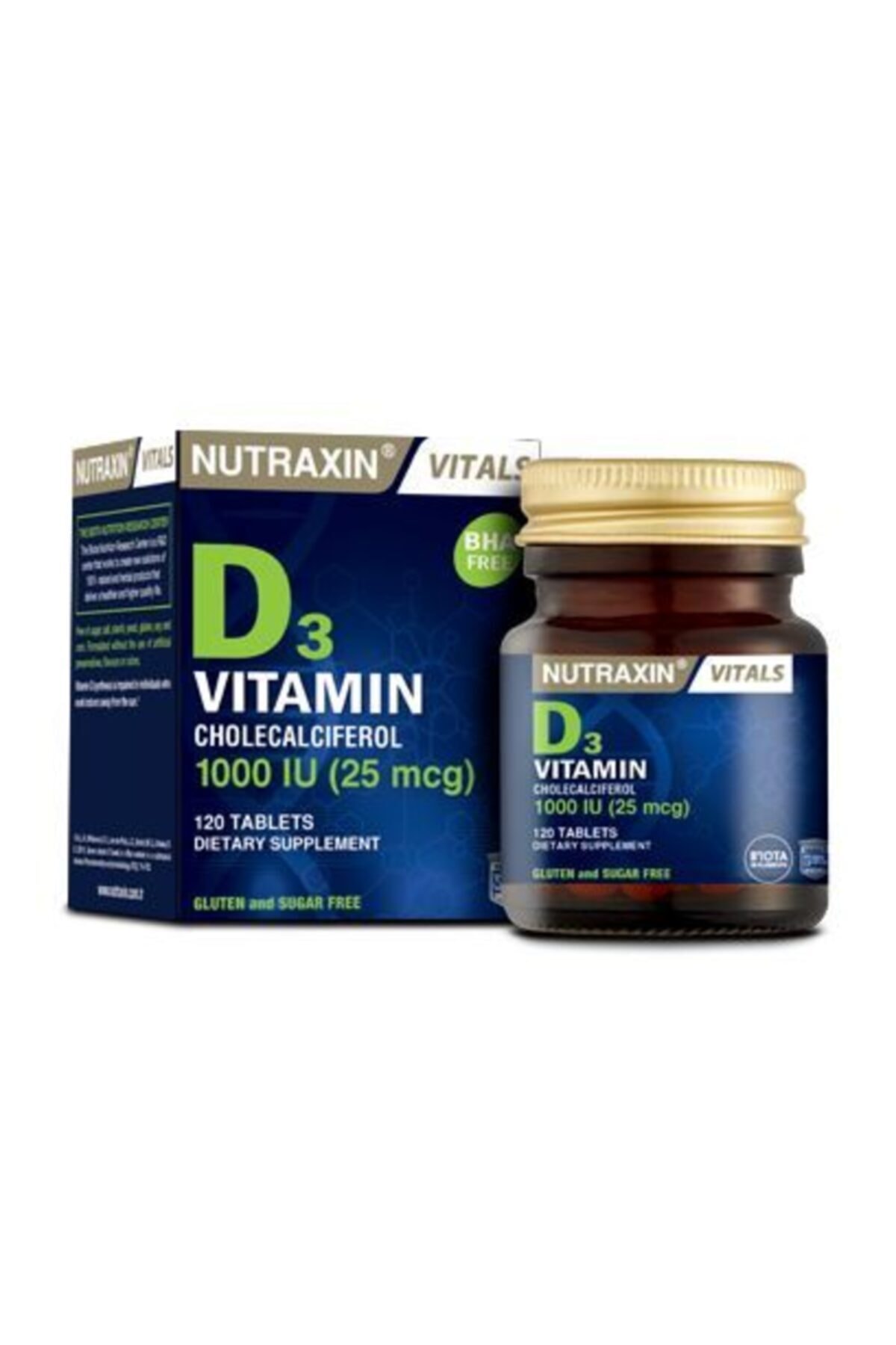 قرص ویتامین Nutraxin D3 120 مکمل حمایت کننده رشد عضلات Skt:11/2023 اورجینال - تصویر 1