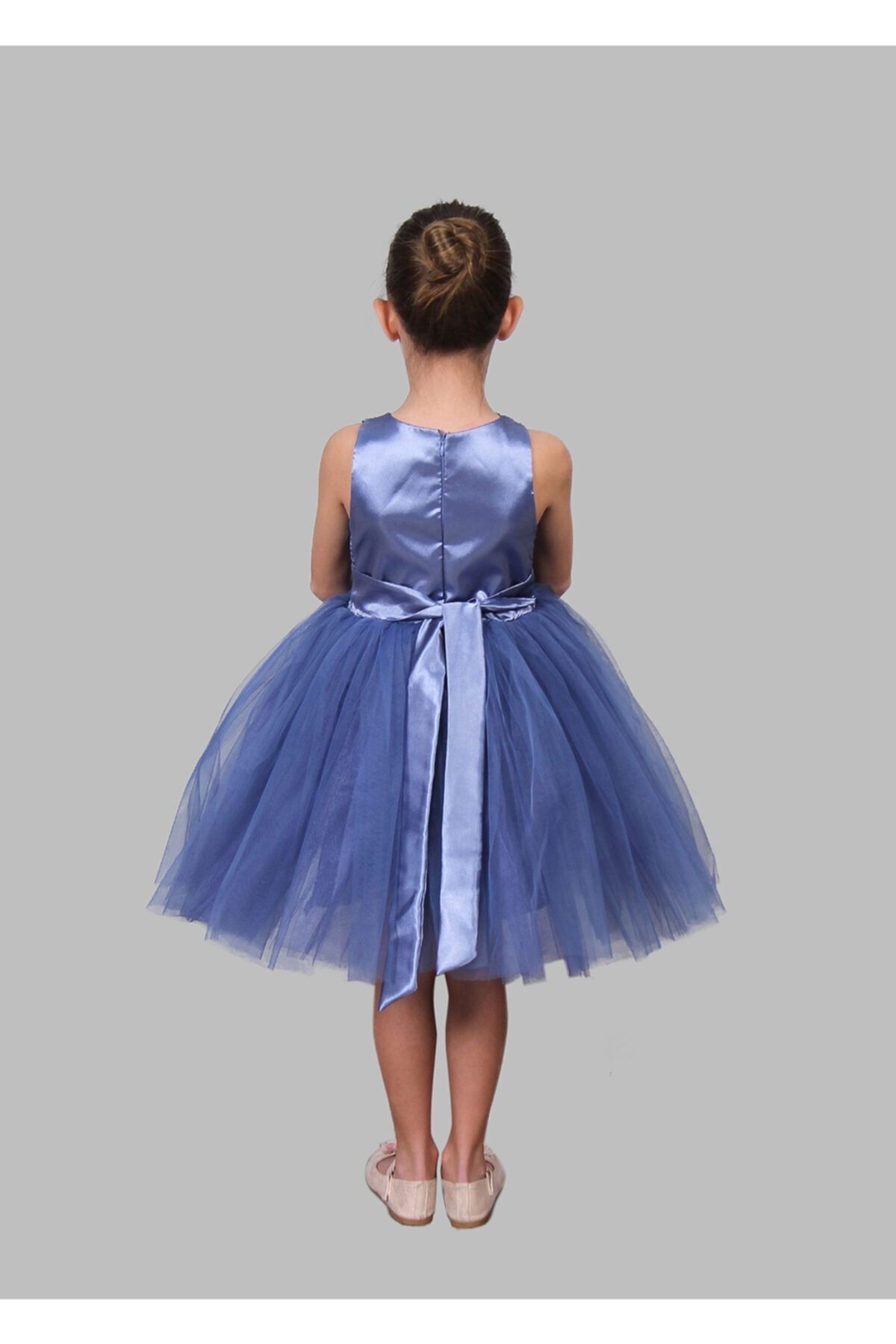 Steel blue sales flower girl dress
