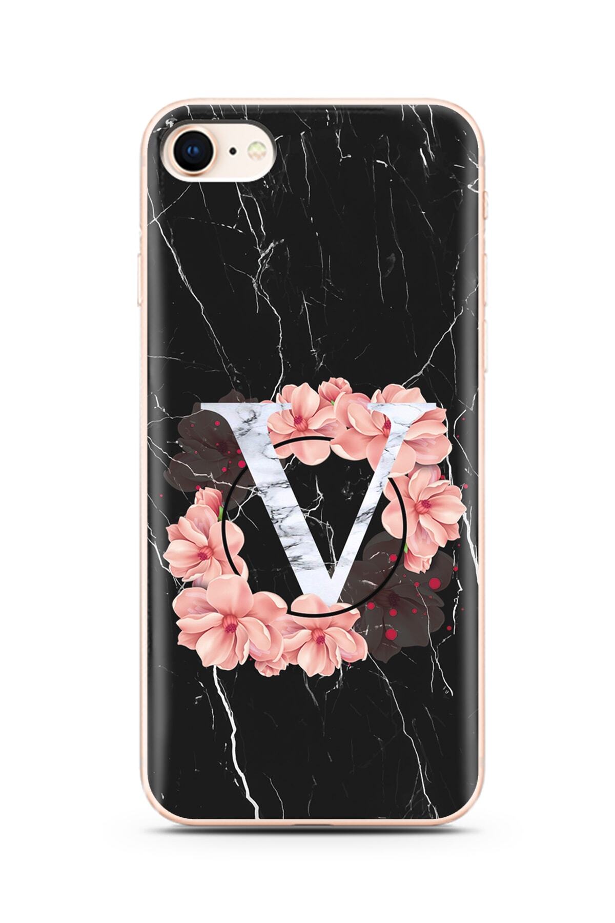Spoyi Siyah Mermer Cicekli Harf Tasarim Super Seffaf Silikon Iphone 8 V Harfi Telefon Kilifi Fiyati Yorumlari Trendyol
