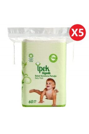 Organik Bebek Temizleme Pamuğu 60'lı x 5'li Paket İP-BTP-O-05-KD