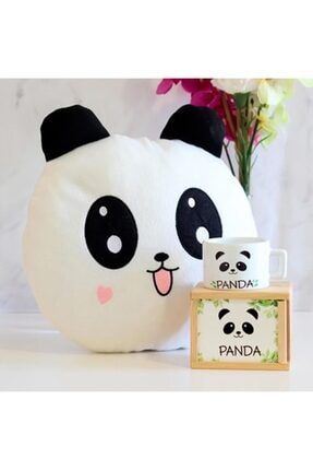 Ahşap Kutusunda Sevimli Panda Kupa Bardak Ve Yastık Seti GM00018