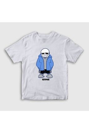 Unisex Beyaz Blue Coat Sans Undertale Çocuk Tişört 31796TT
