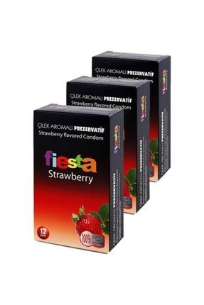Strawberry (cilekli) 12'li Ithal Prezervatif 3 Lü C-1588 FİESTA